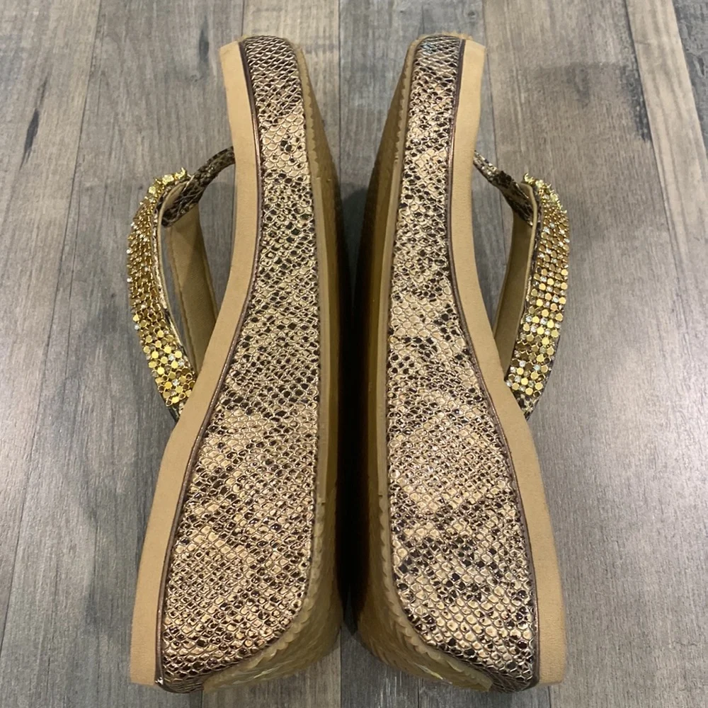 Snakeskin and Rhinestone Volatile Sandals - Picture 9 of 15